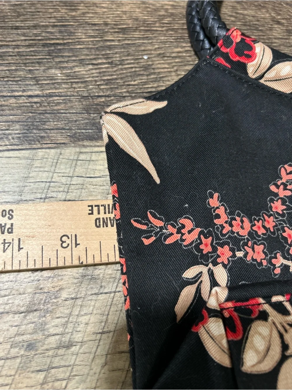 Old Navy Vintage Y2K Black Floral Cotton Handbag Braided Handles